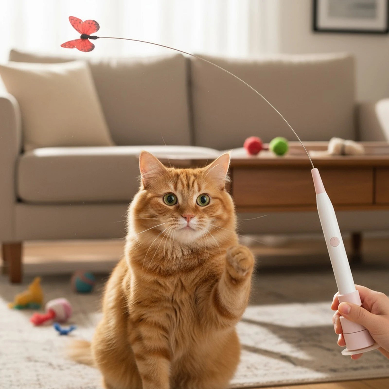 Interactive Cat Toy with Suction Cup Flutter Rotating Kitten Toys Automatic Cat Teaser Toys for Indoor Cats