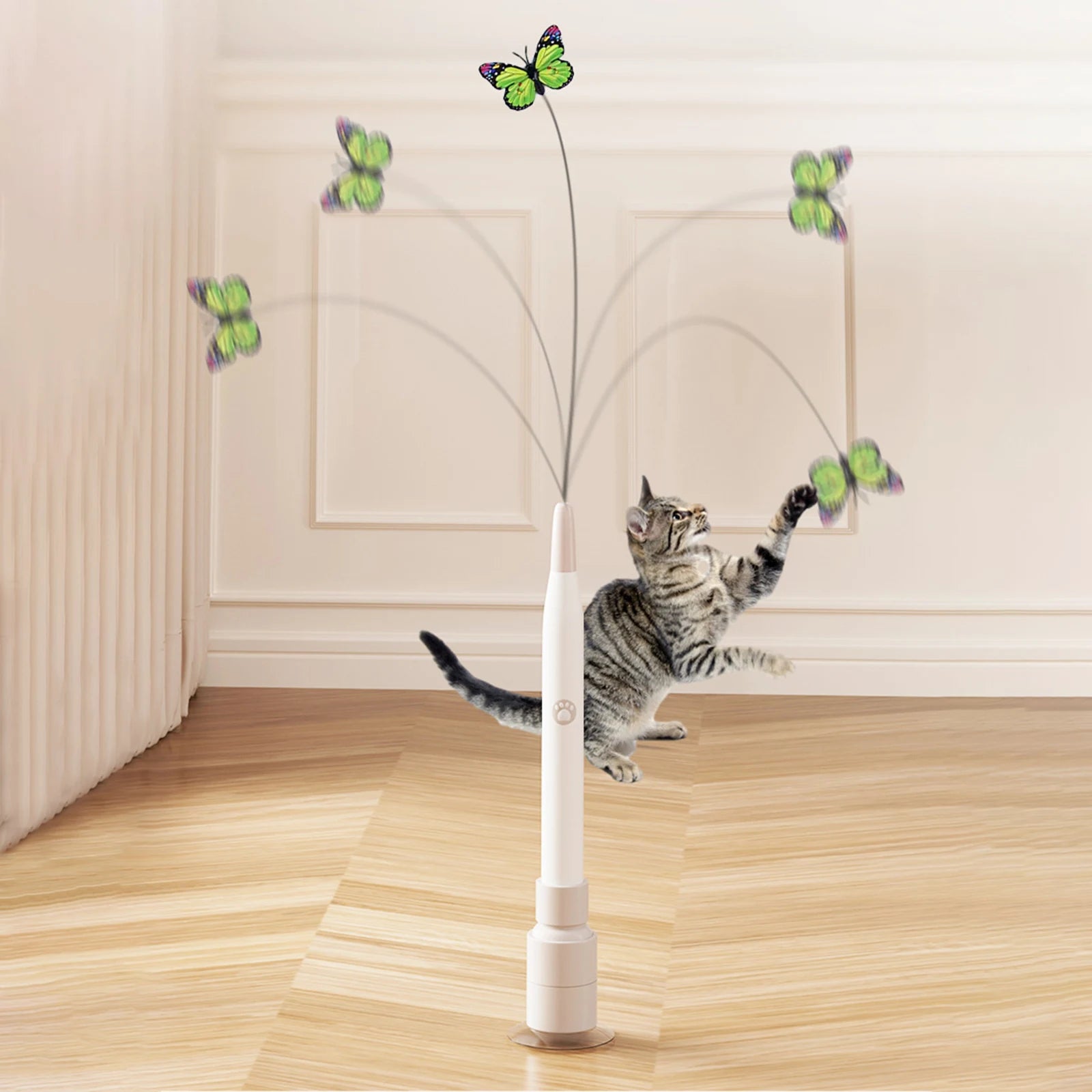 Interactive Cat Toy with Suction Cup Flutter Rotating Kitten Toys Automatic Cat Teaser Toys for Indoor Cats
