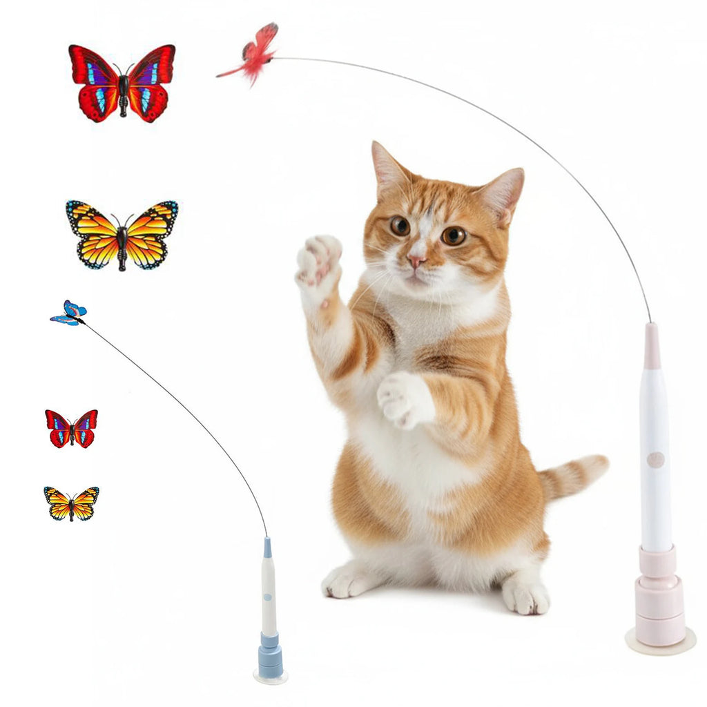 Interactive Cat Toy with Suction Cup Flutter Rotating Kitten Toys Automatic Cat Teaser Toys for Indoor Cats