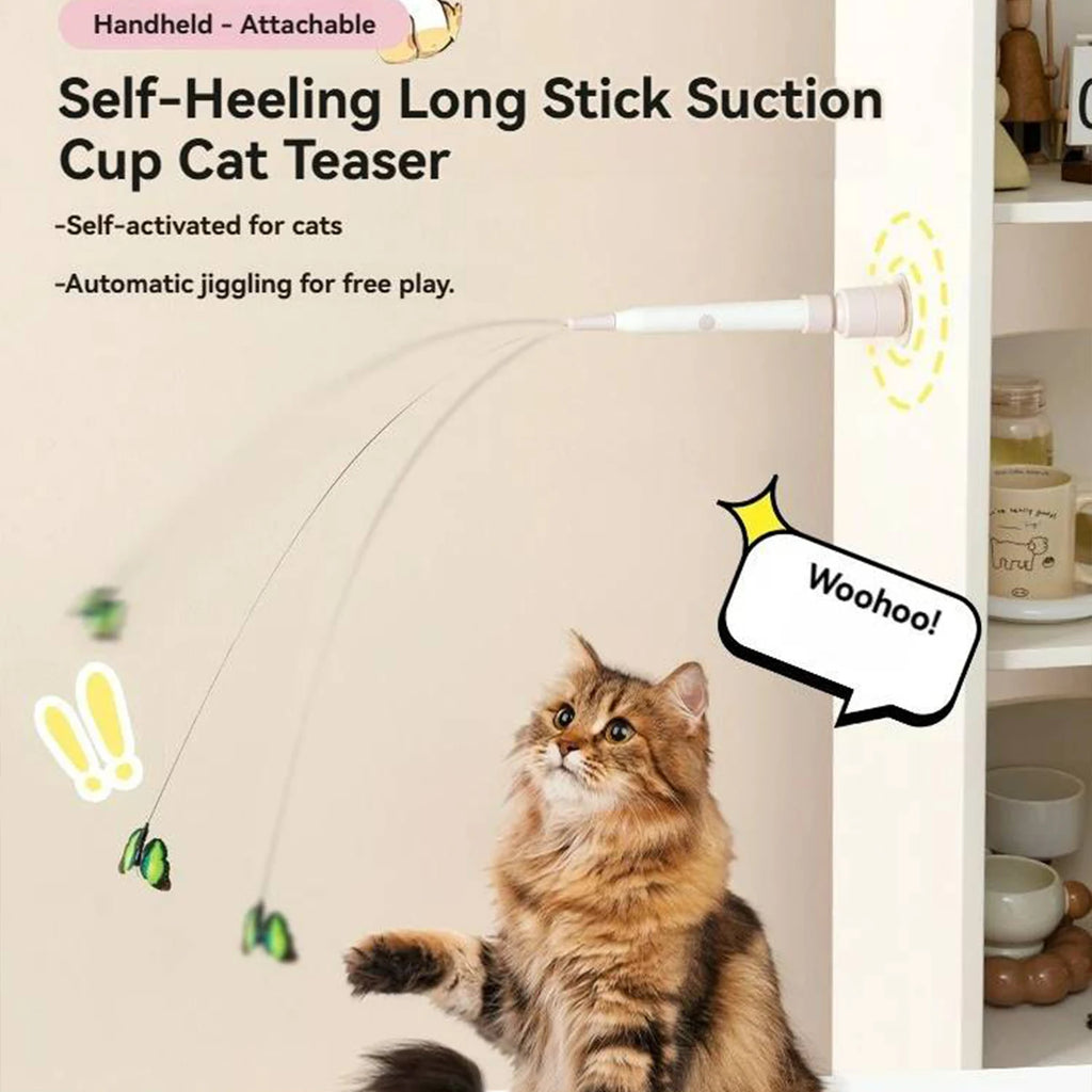 Interactive Cat Toy with Suction Cup Flutter Rotating Kitten Toys Automatic Cat Teaser Toys for Indoor Cats