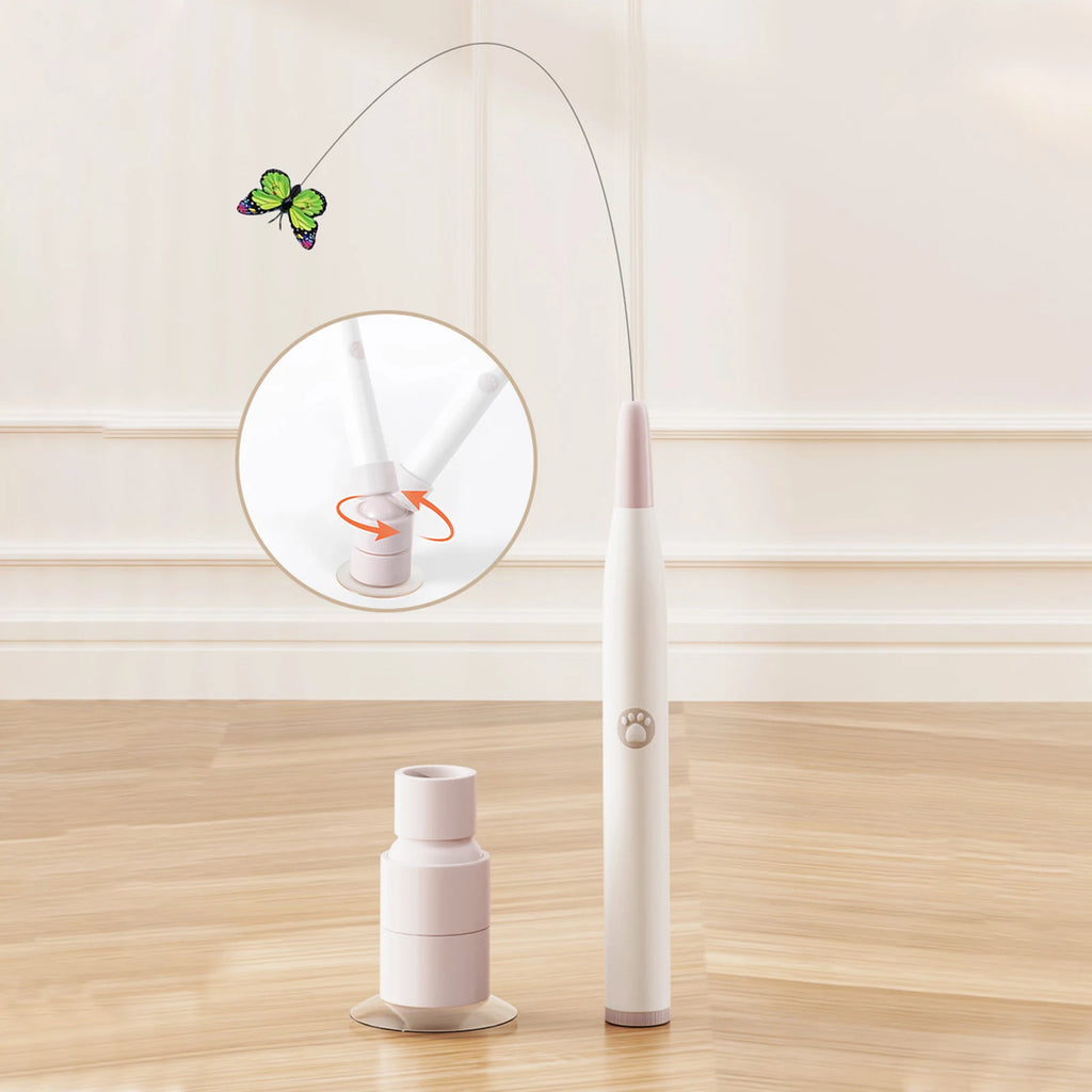 Interactive Cat Toy with Suction Cup Flutter Rotating Kitten Toys Automatic Cat Teaser Toys for Indoor Cats