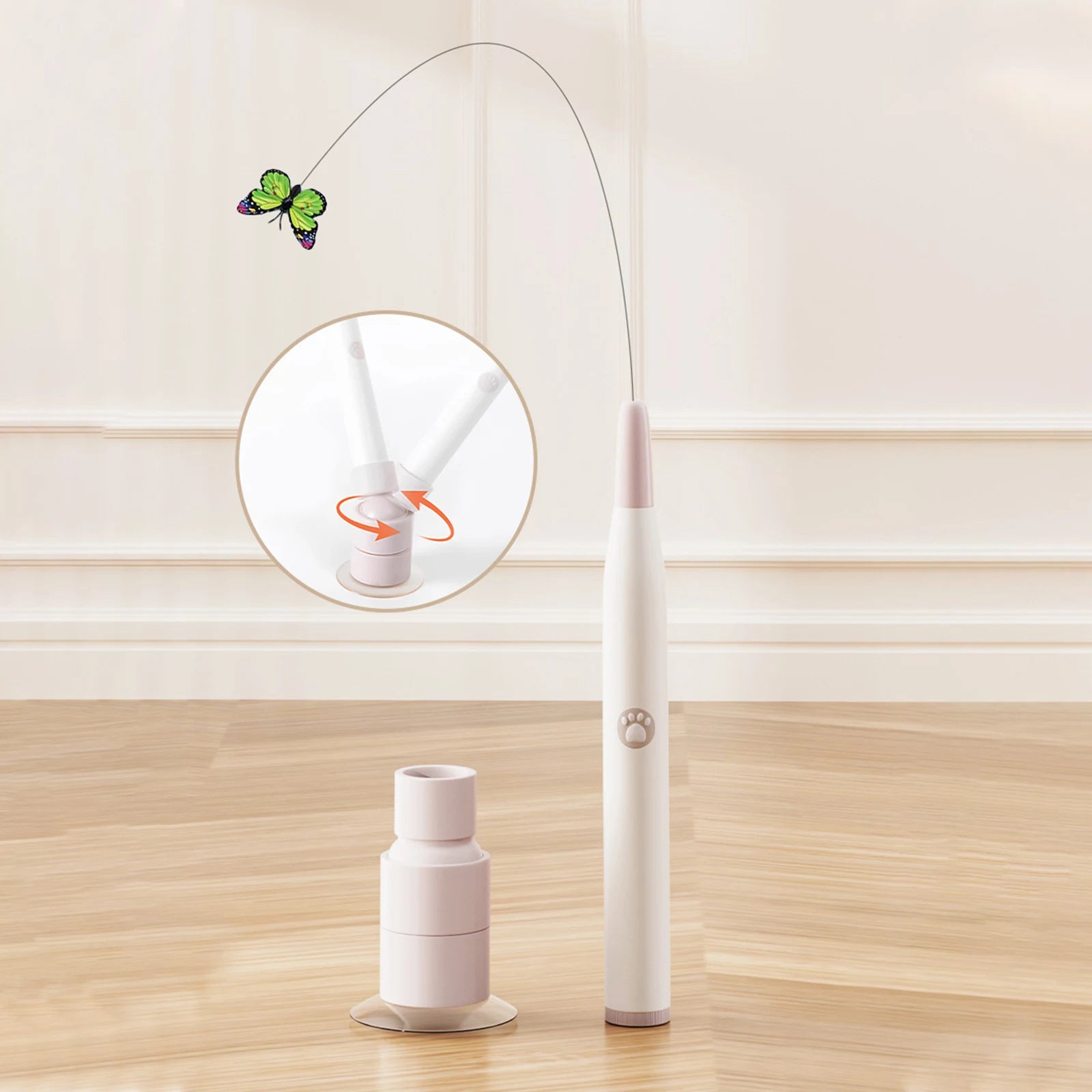 Interactive Cat Toy with Suction Cup Flutter Rotating Kitten Toys Automatic Cat Teaser Toys for Indoor Cats