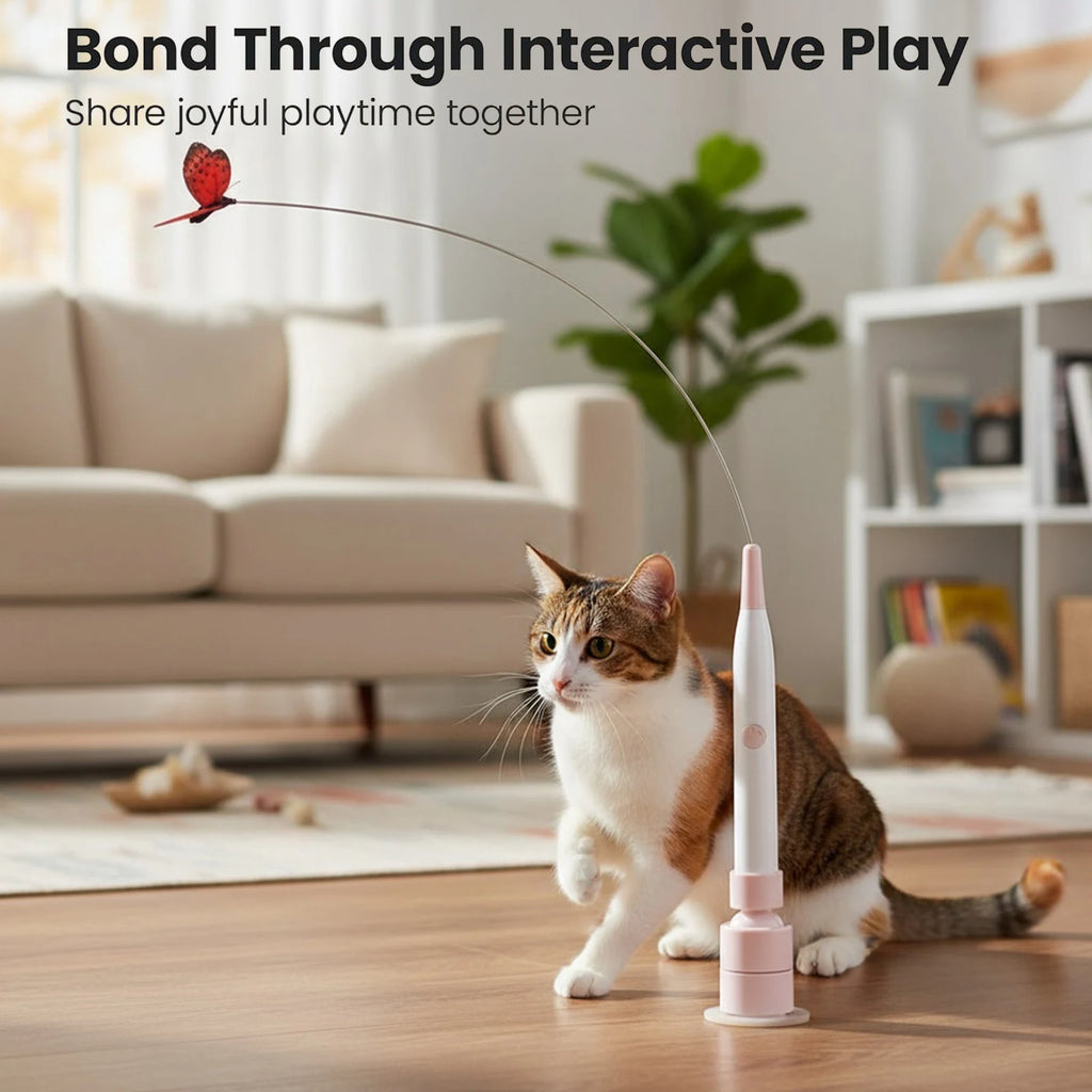 Interactive Cat Toy with Suction Cup Flutter Rotating Kitten Toys Automatic Cat Teaser Toys for Indoor Cats