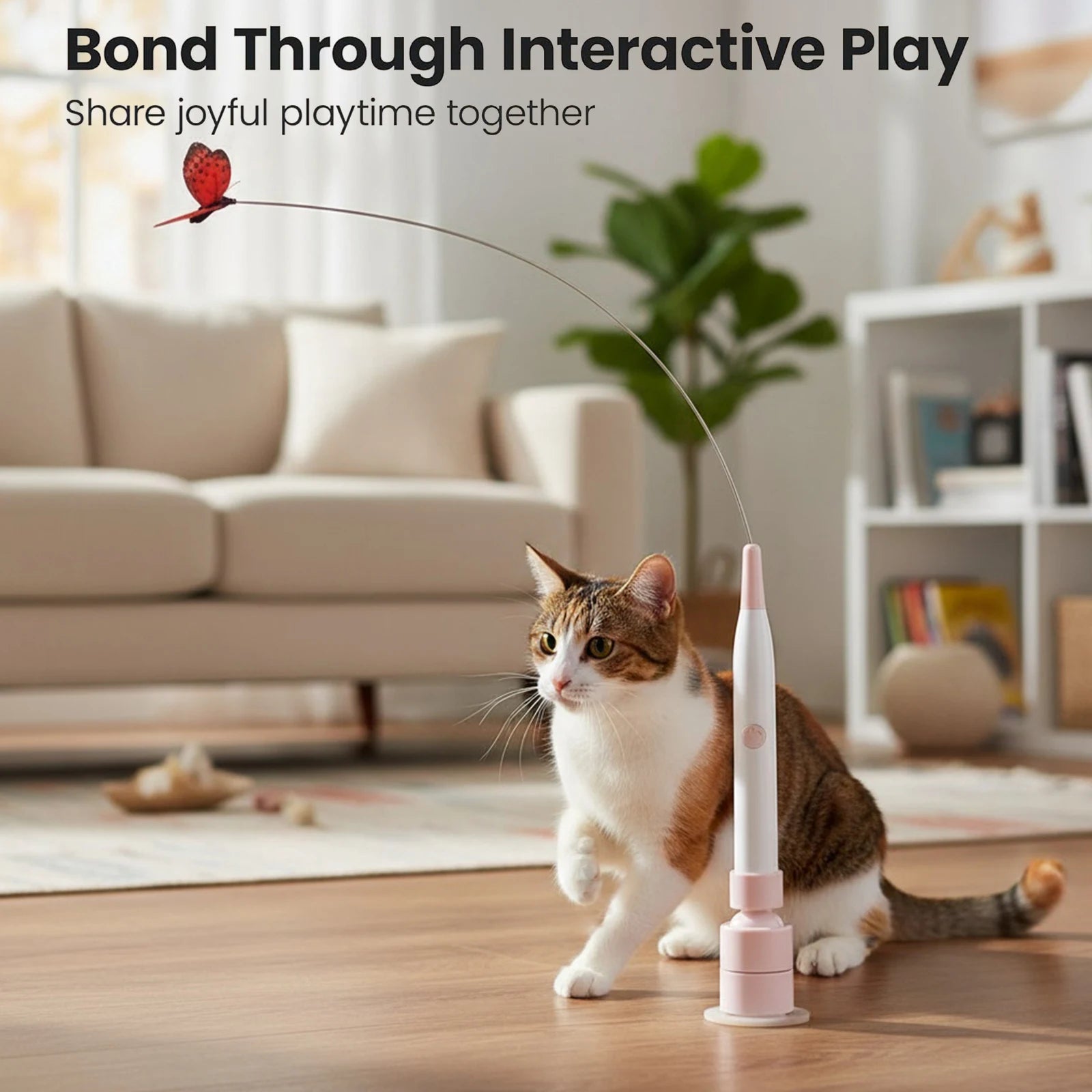 Interactive Cat Toy with Suction Cup Flutter Rotating Kitten Toys Automatic Cat Teaser Toys for Indoor Cats