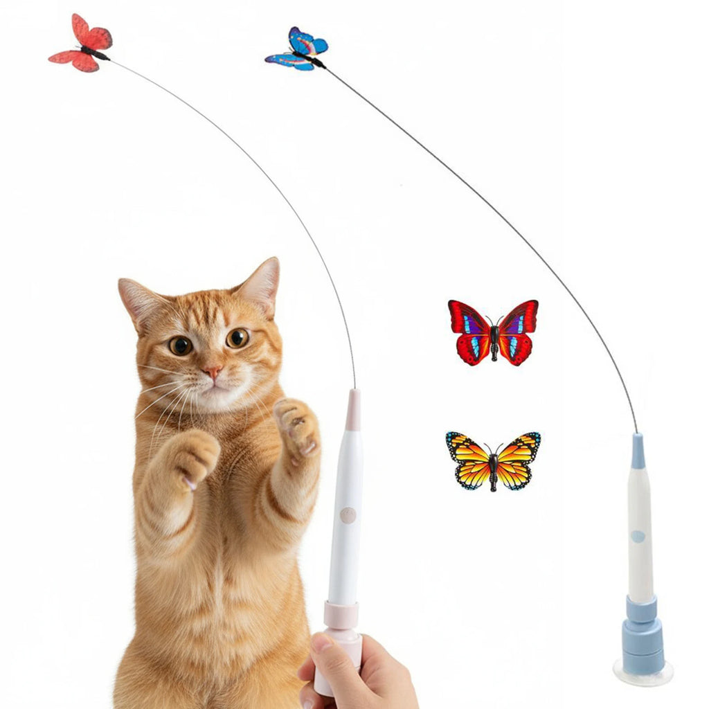Interactive Cat Toy with Suction Cup Flutter Rotating Kitten Toys Automatic Cat Teaser Toys for Indoor Cats