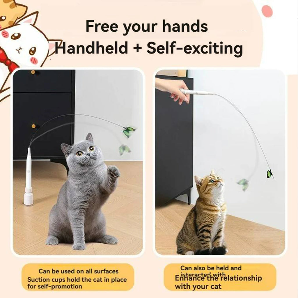 Interactive Cat Toy with Suction Cup Flutter Rotating Kitten Toys Automatic Cat Teaser Toys for Indoor Cats