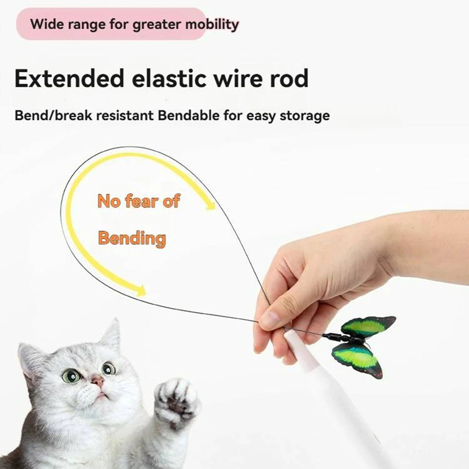 Interactive Cat Toy with Suction Cup Flutter Rotating Kitten Toys Automatic Cat Teaser Toys for Indoor Cats