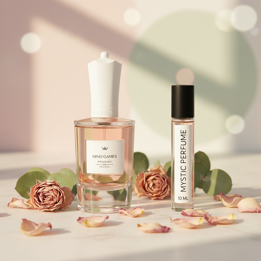 Mind Games Prodigy Extrait de Parfum — Woody Gourmand Fragrance | Samples & Full Bottle
